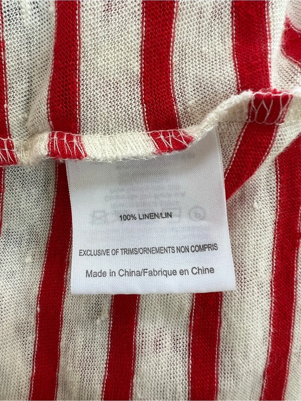 Tory Burch Res Striped Linen Jersey Long Sleeved Crew Neck Pullover, size Large
